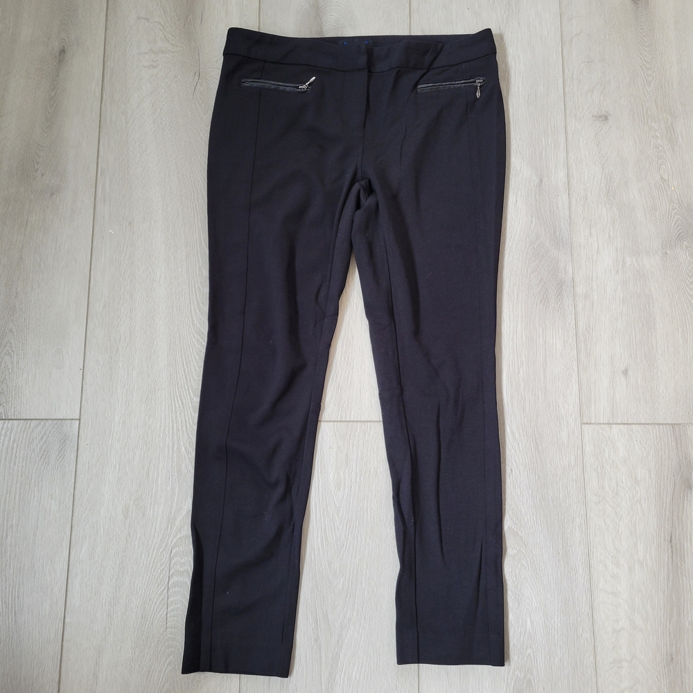 Paige Black Slim Fit Trousers with Zipper Pockets